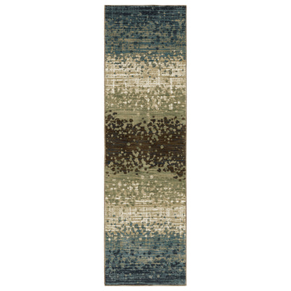 Reed Re08A Blue/ Green Stripe Distressed Rug