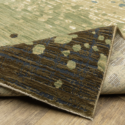 Reed Stripe Blue/ Green Distressed Cut Pile Rug