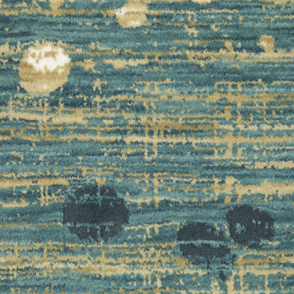 Reed Stripe Blue/ Green Distressed Cut Pile Rug