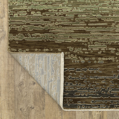 Reed Stripe Beige/ Green Distressed Cut Pile Rug