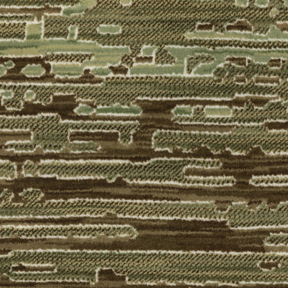 Reed Stripe Beige/ Green Distressed Cut Pile Rug