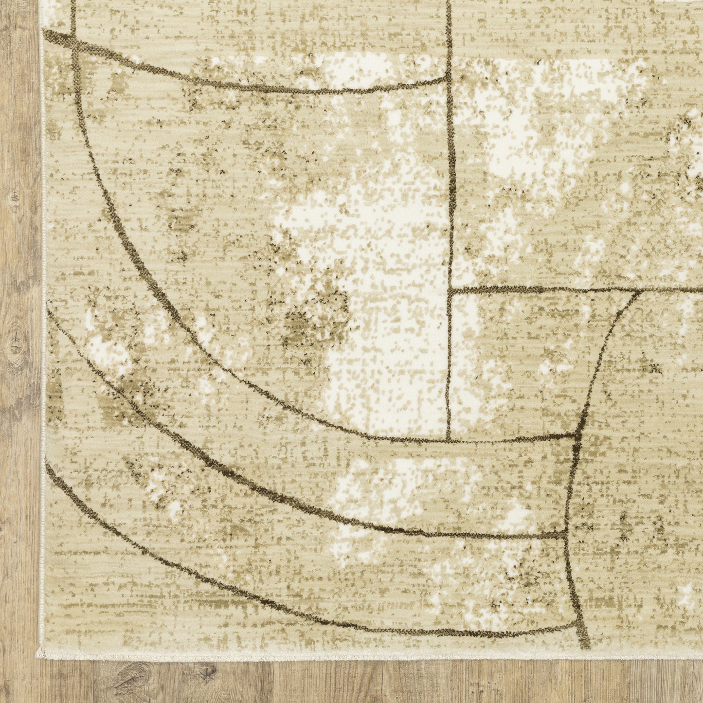 Reed Distressed Beige/ Brown Geometric Cut Pile Rug