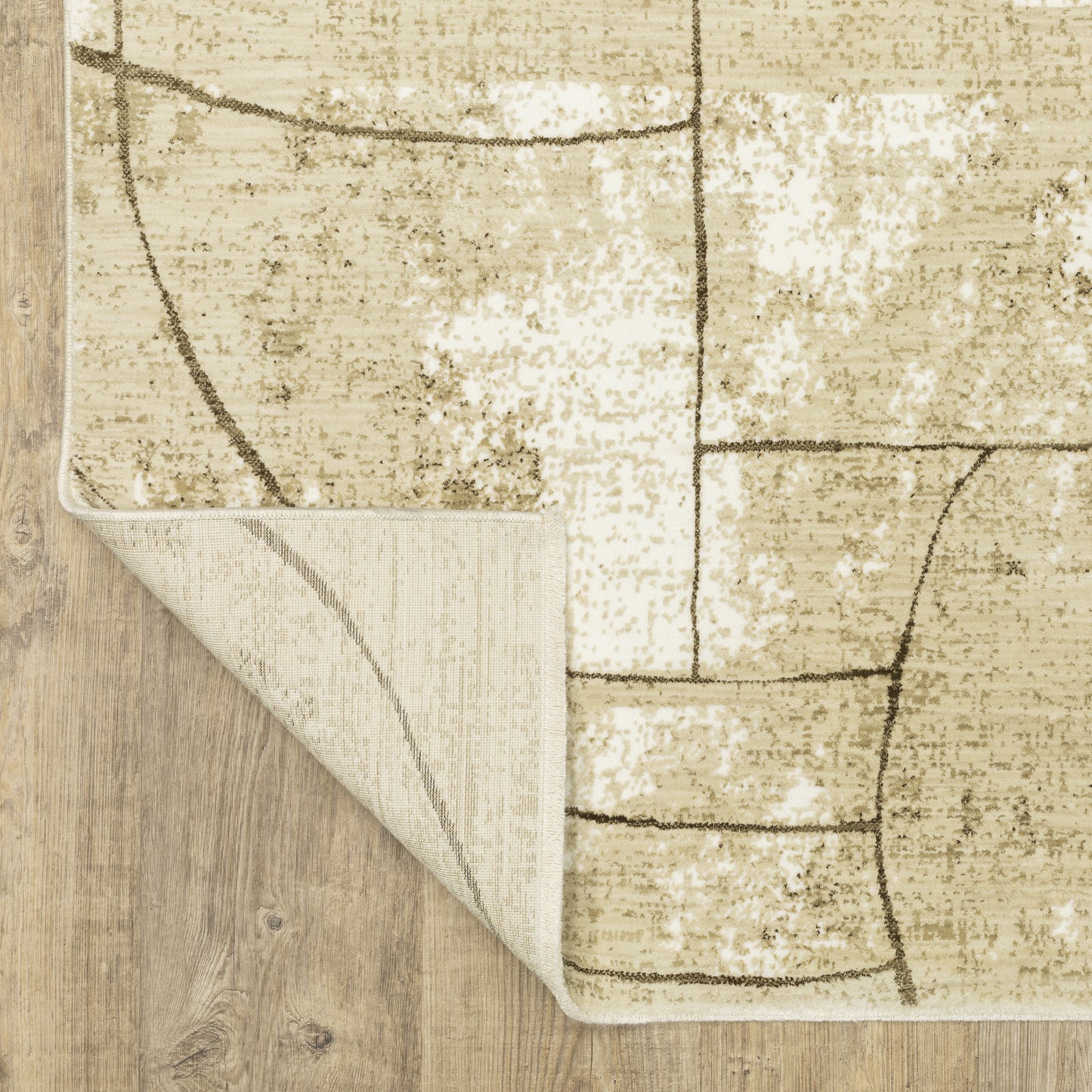 Reed Distressed Beige/ Brown Geometric Cut Pile Rug