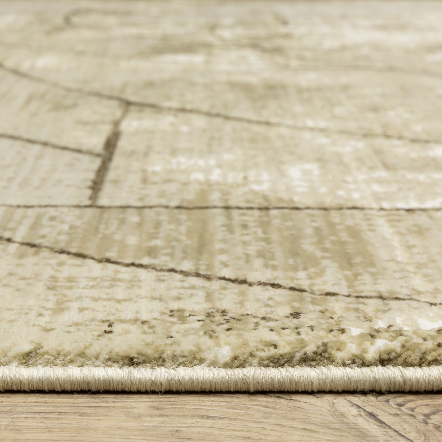 Reed Distressed Beige/ Brown Geometric Cut Pile Rug