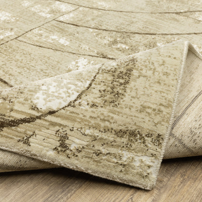 Reed Distressed Beige/ Brown Geometric Cut Pile Rug