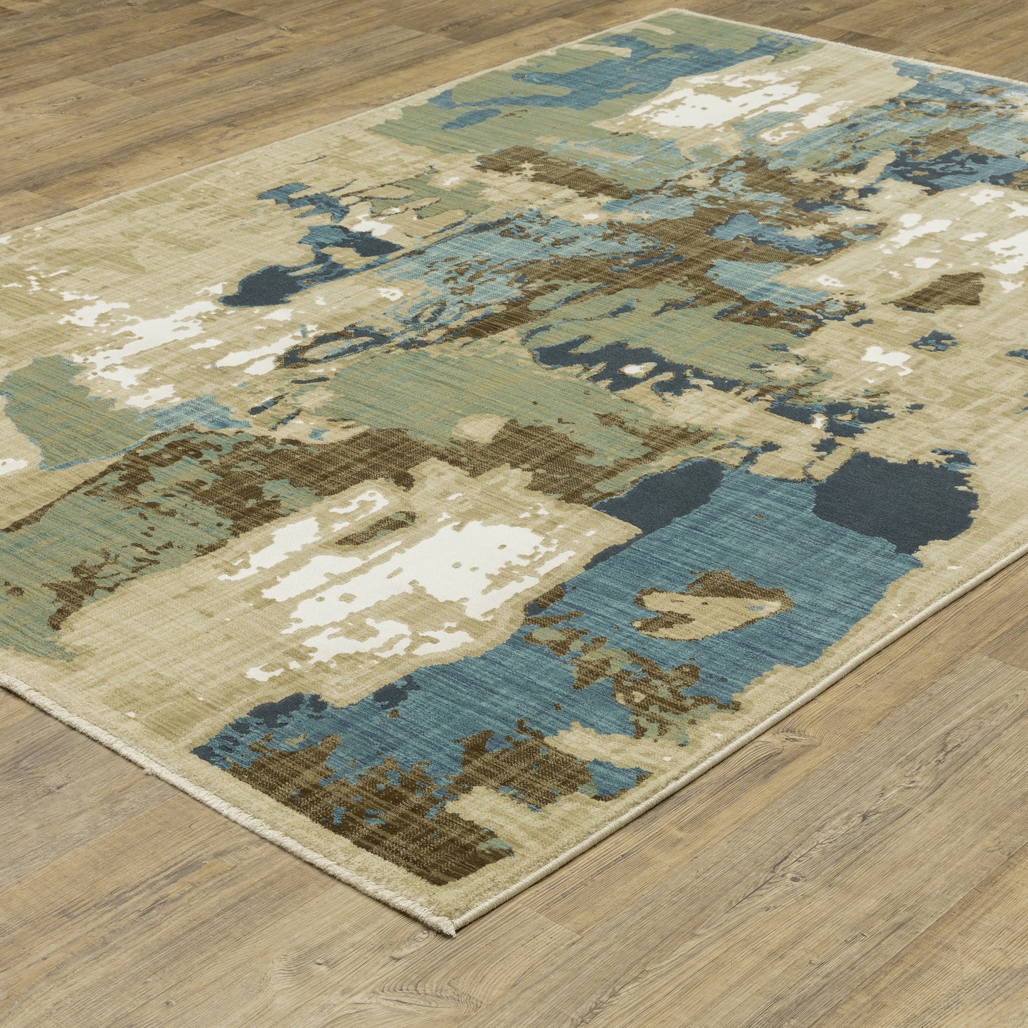 Reed Distressed Beige/ Multi Abstract Cut Pile Rug