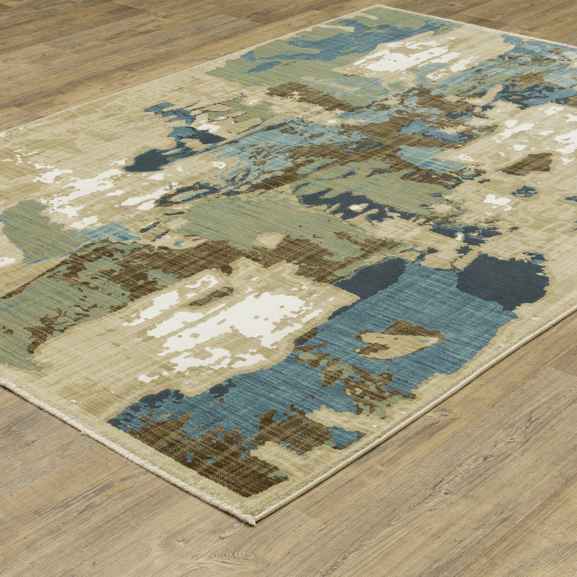 Reed Distressed Beige/ Multi Abstract Cut Pile Rug