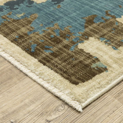 Reed Distressed Beige/ Multi Abstract Cut Pile Rug