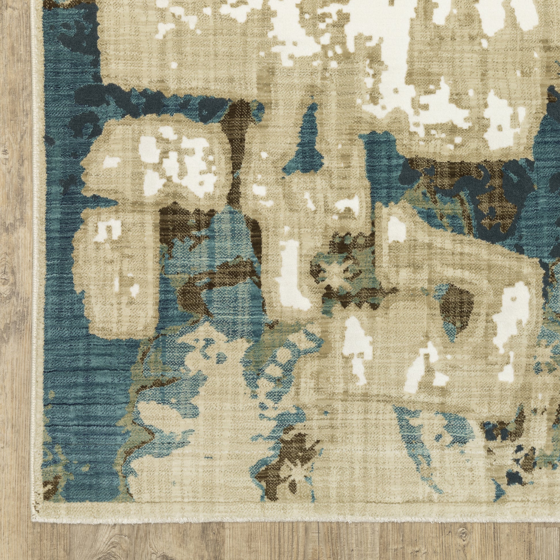 Reed Distressed Beige/ Multi Abstract Cut Pile Rug