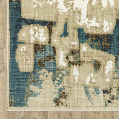 Reed Distressed Beige/ Multi Abstract Cut Pile Rug