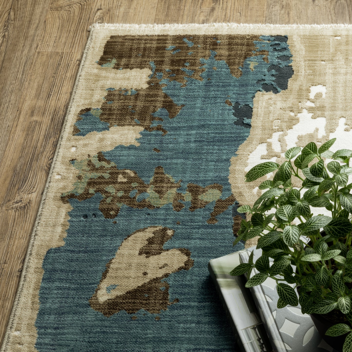 Reed Distressed Beige/ Multi Abstract Cut Pile Rug