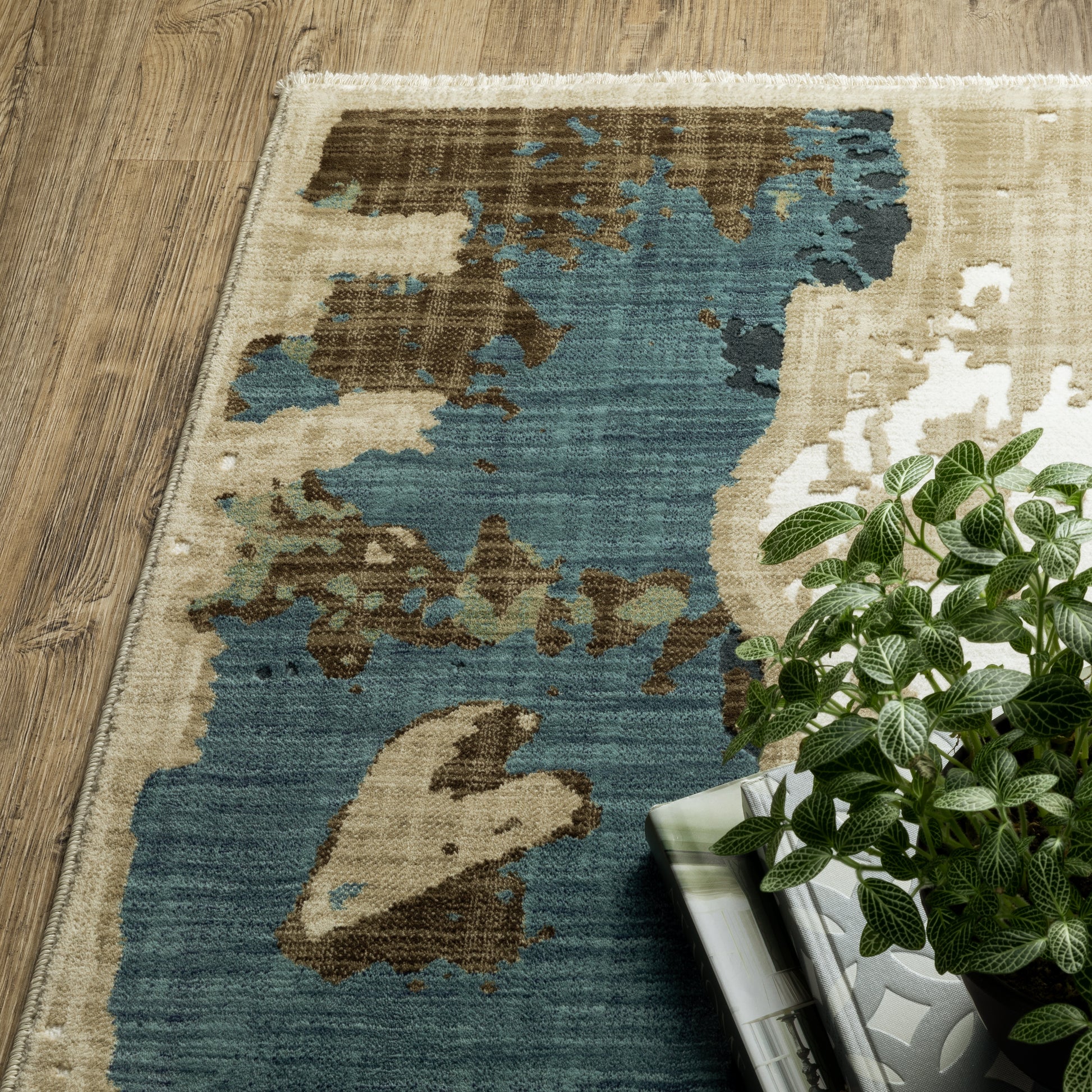 Reed Distressed Beige/ Multi Abstract Cut Pile Rug