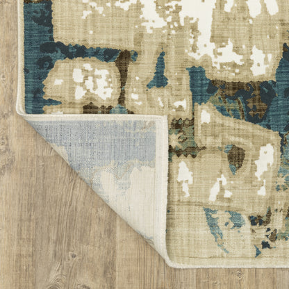 Reed Distressed Beige/ Multi Abstract Cut Pile Rug