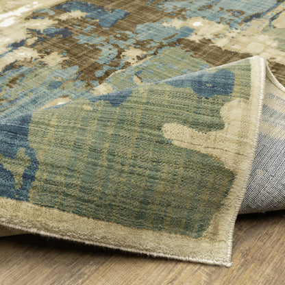 Reed Distressed Beige/ Multi Abstract Cut Pile Rug
