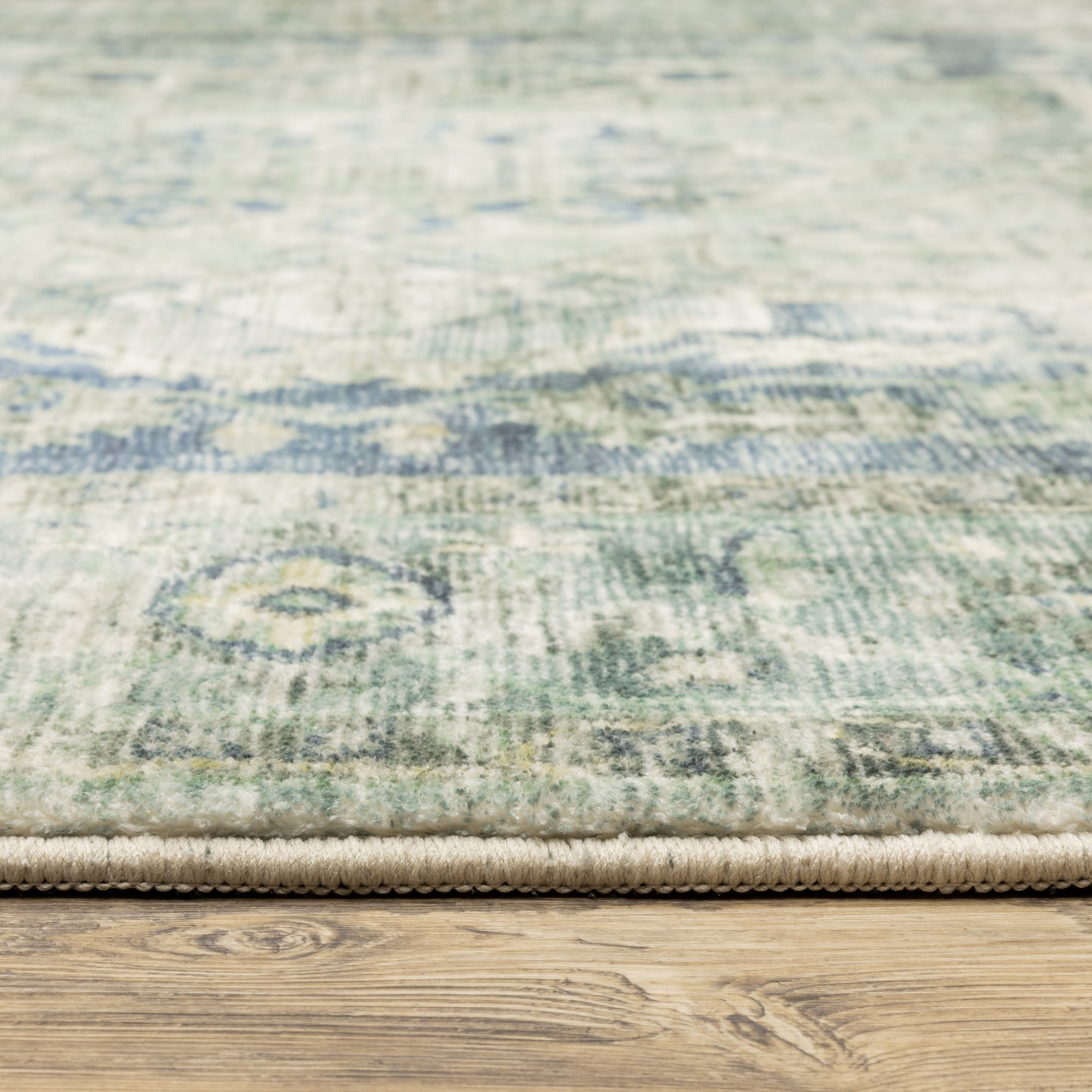Savoy Medallion Grey/ Blue Distressed Cut Pile Rug