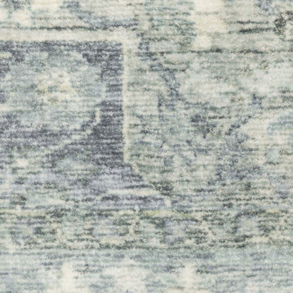 Savoy Medallion Grey/ Blue Distressed Cut Pile Rug