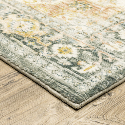 Savoy Distressed Grey/ Gold Medallion Cut Pile Rug