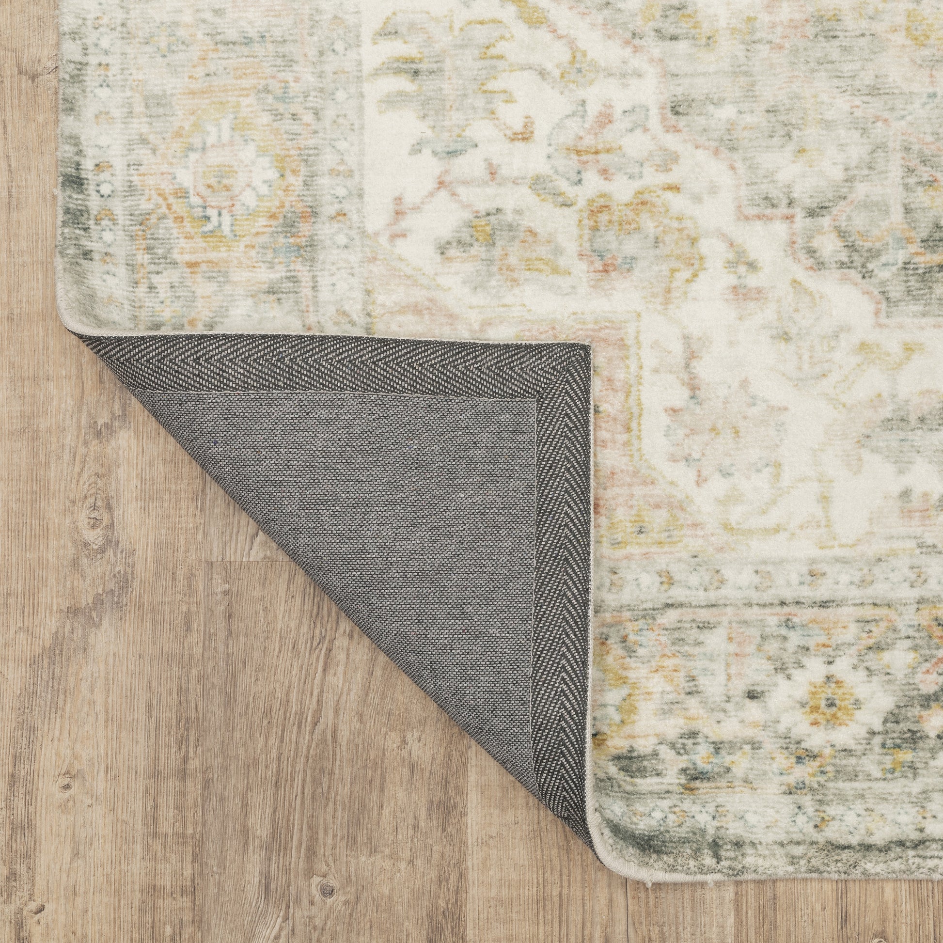 Savoy Distressed Grey/ Gold Medallion Cut Pile Rug