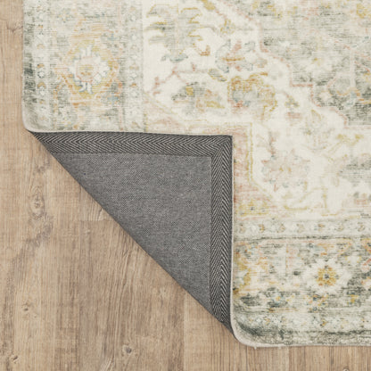 Savoy Distressed Grey/ Gold Medallion Cut Pile Rug
