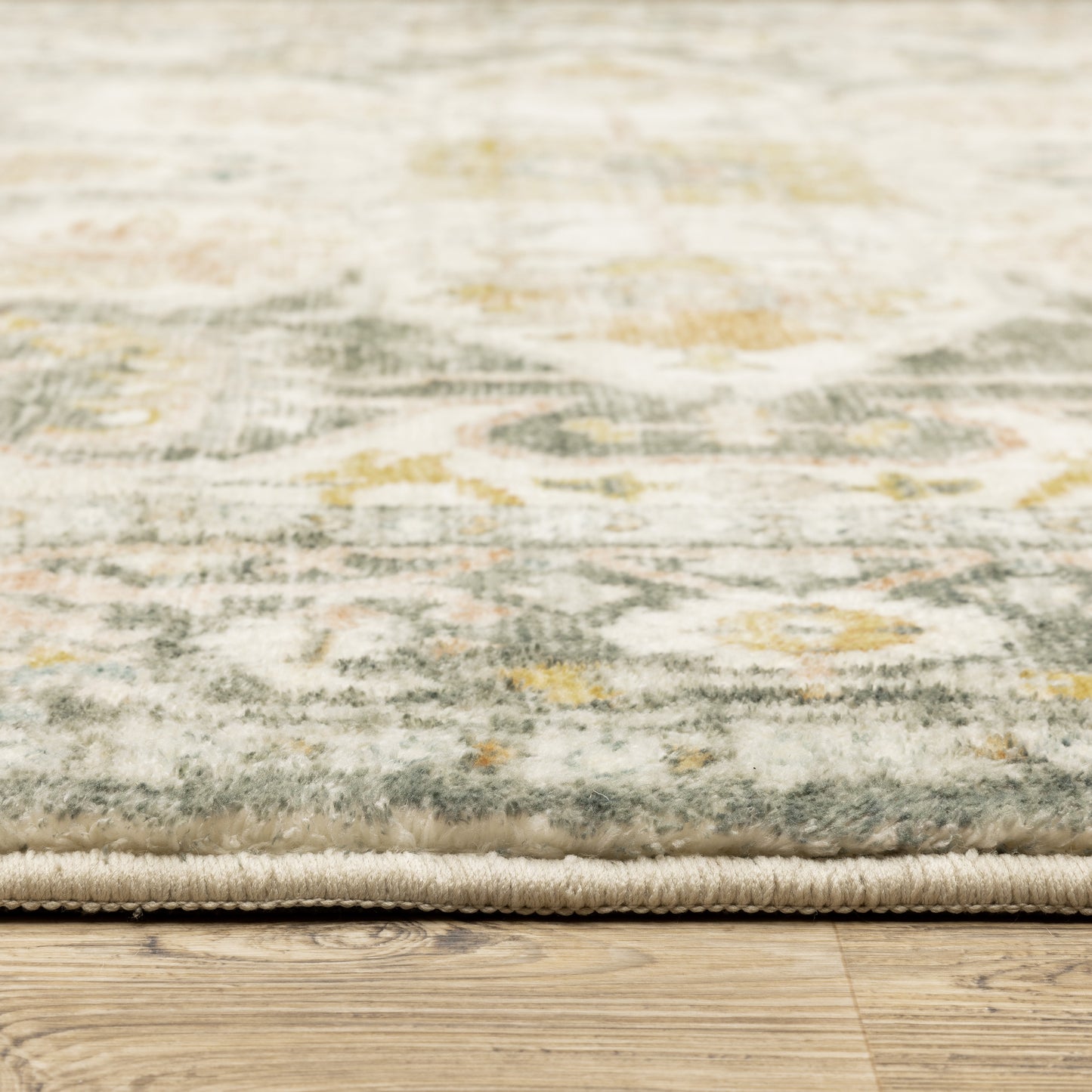 Savoy Distressed Grey/ Gold Medallion Cut Pile Rug