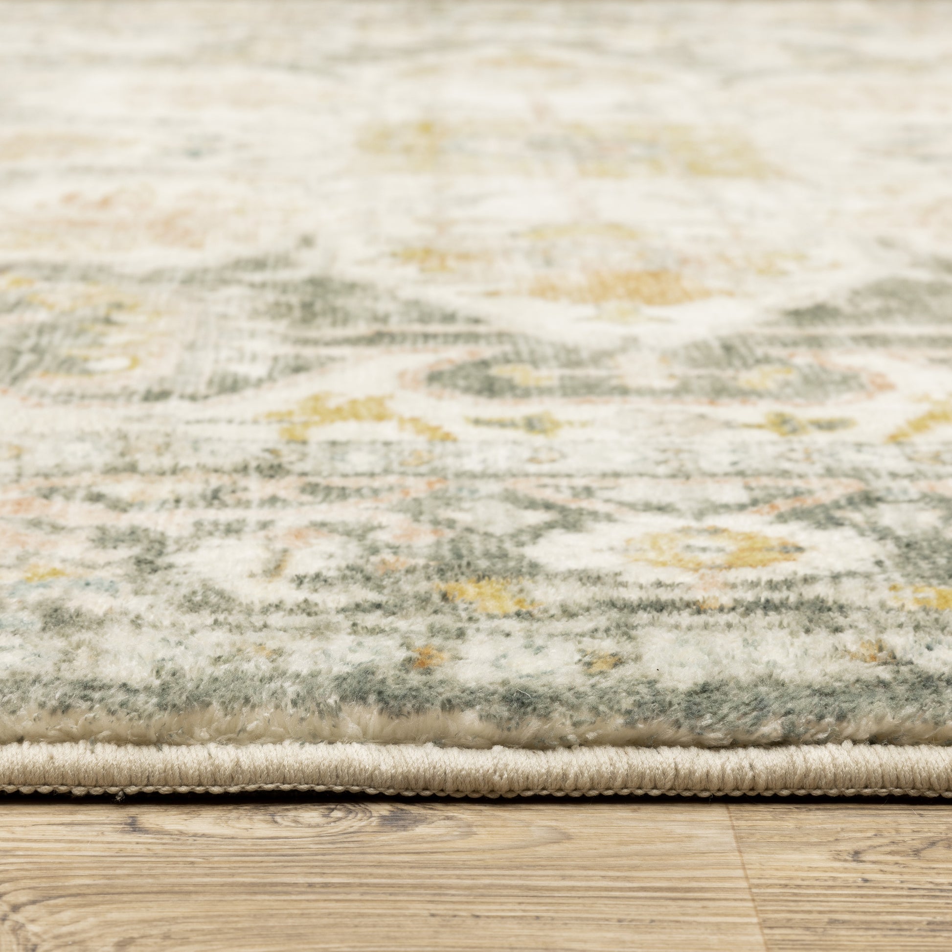 Savoy Distressed Grey/ Gold Medallion Cut Pile Rug