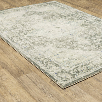 Savoy Distressed Grey/ Gold Medallion Cut Pile Rug
