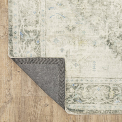 Savoy Distressed Grey/ Ivory Medallion Cut Pile Rug