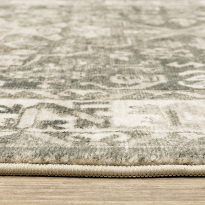 Savoy Distressed Charcoal/ Ivory Medallion Cut Pile Rug