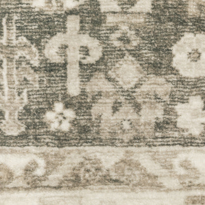 Savoy Distressed Charcoal/ Ivory Medallion Cut Pile Rug