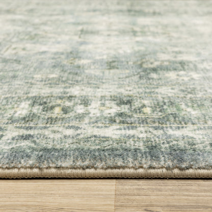 Savoy Distressed Blue/ Ivory Oriental Cut Pile Rug