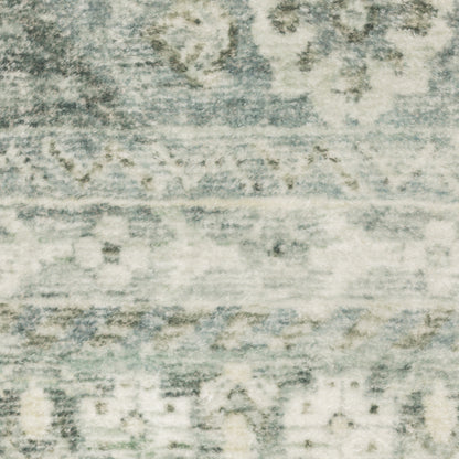 Savoy Distressed Blue/ Ivory Oriental Cut Pile Rug