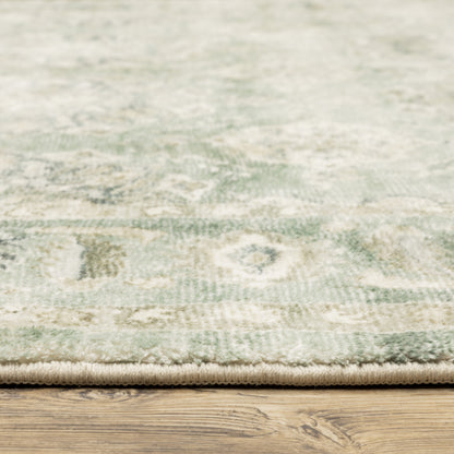Savoy Oriental Green/ Ivory Cut Pile Rug