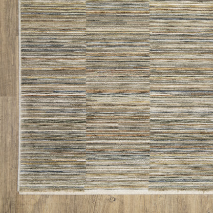 Soho Distressed Beige/ Multi Stripe Cut Pile Rug