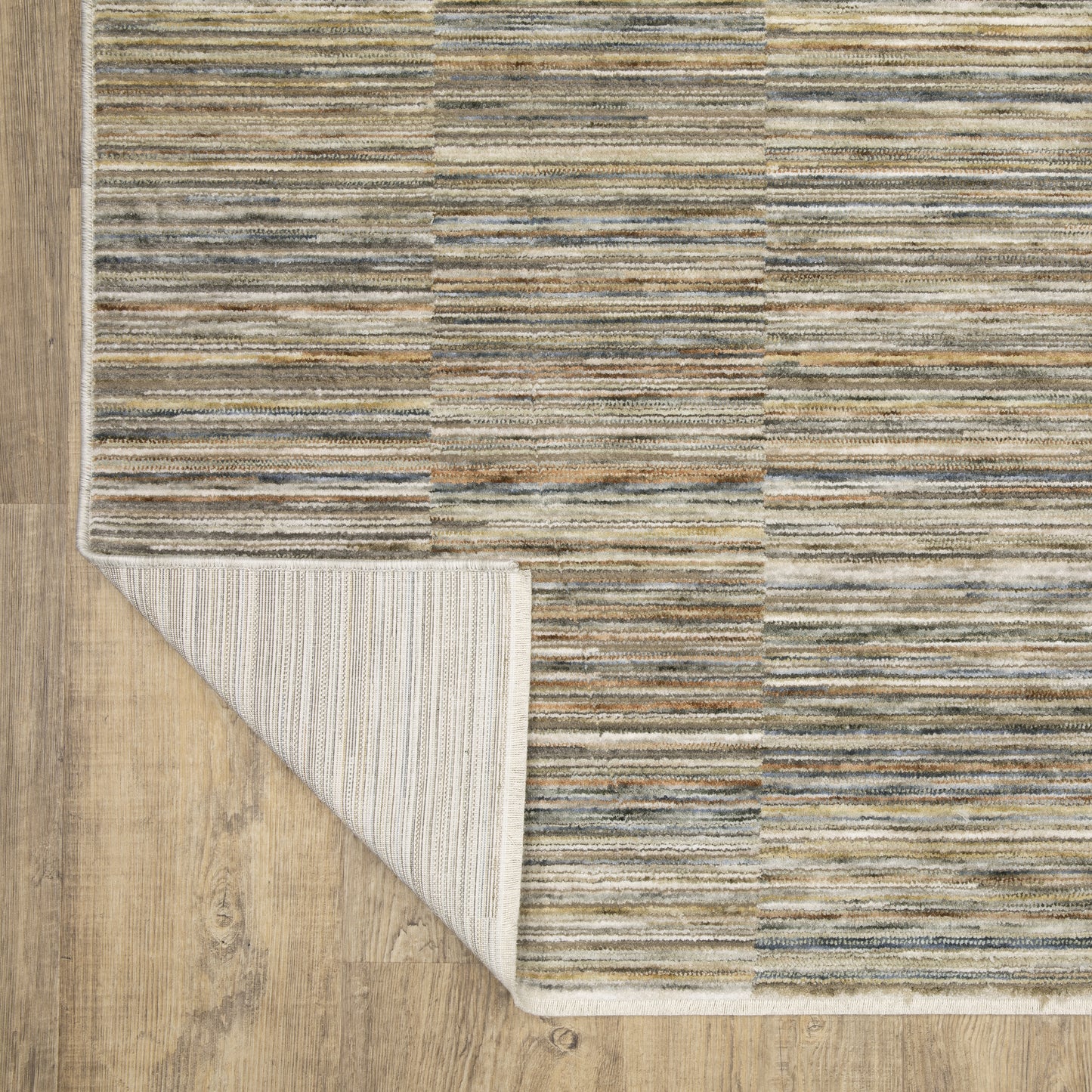 Soho Distressed Beige/ Multi Stripe Cut Pile Rug