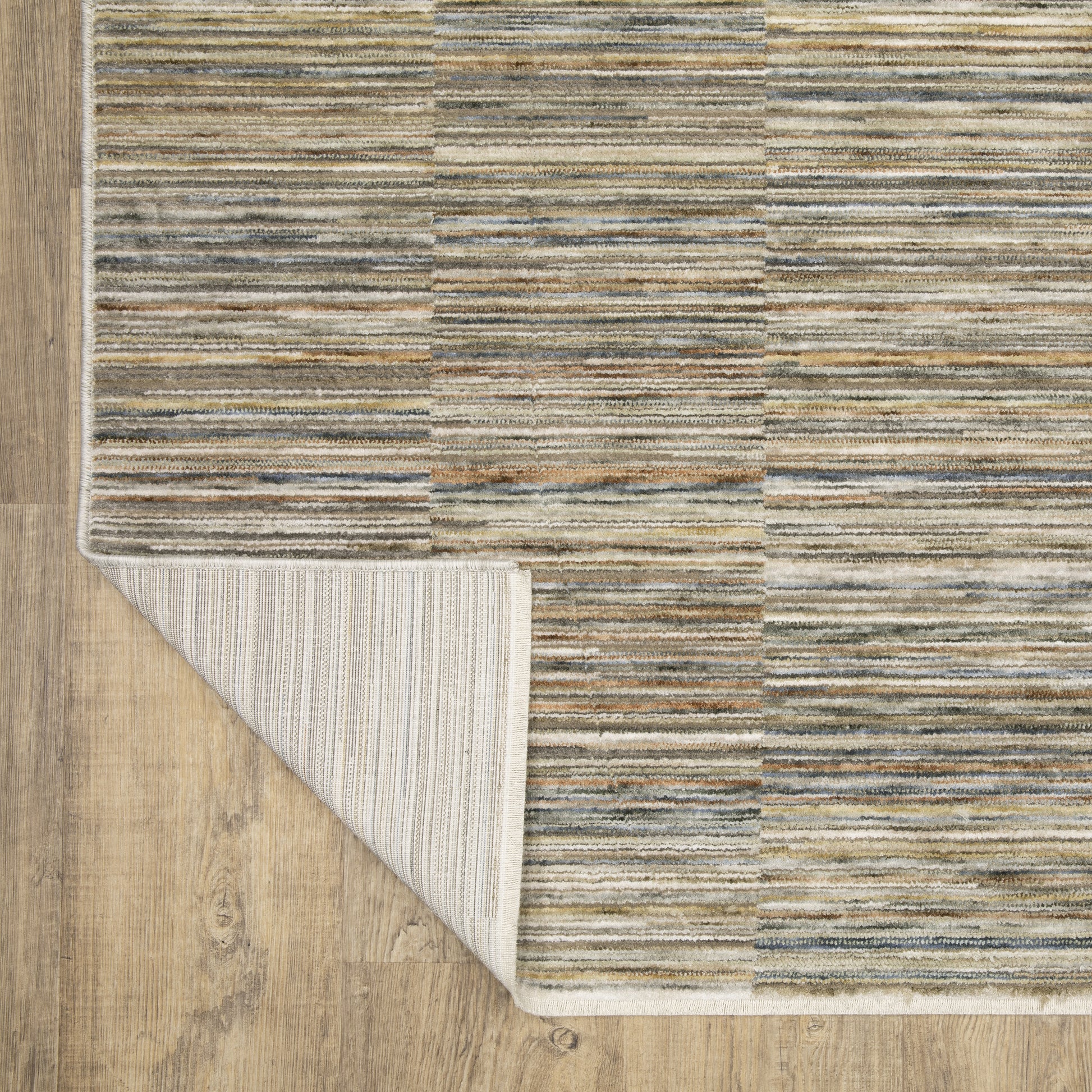Soho Distressed Beige/ Multi Stripe Cut Pile Rug