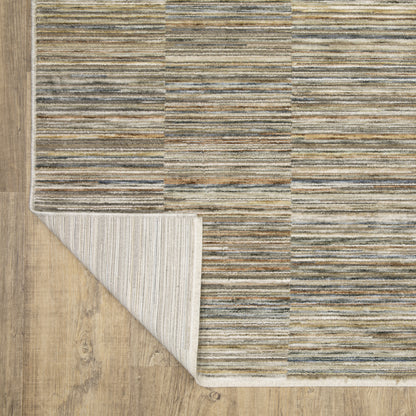 Soho Distressed Beige/ Multi Stripe Cut Pile Rug