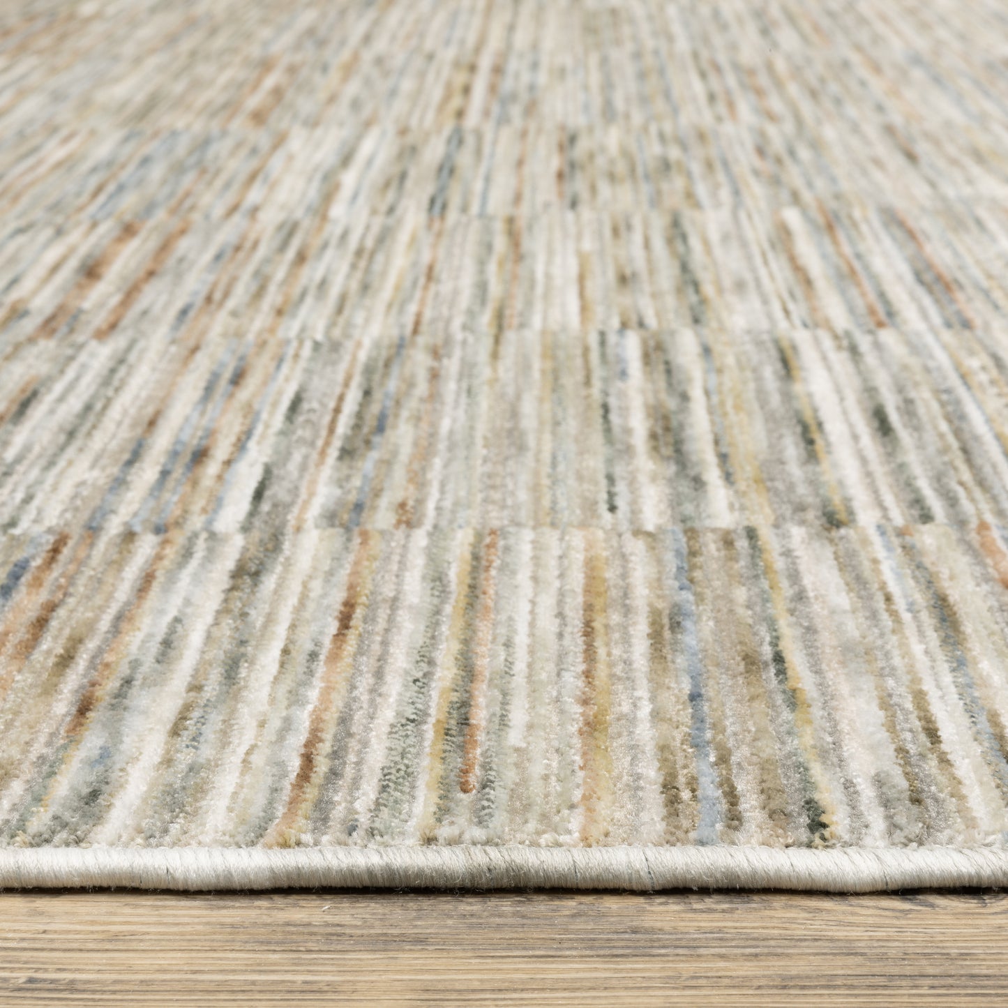 Soho Distressed Beige/ Multi Stripe Cut Pile Rug