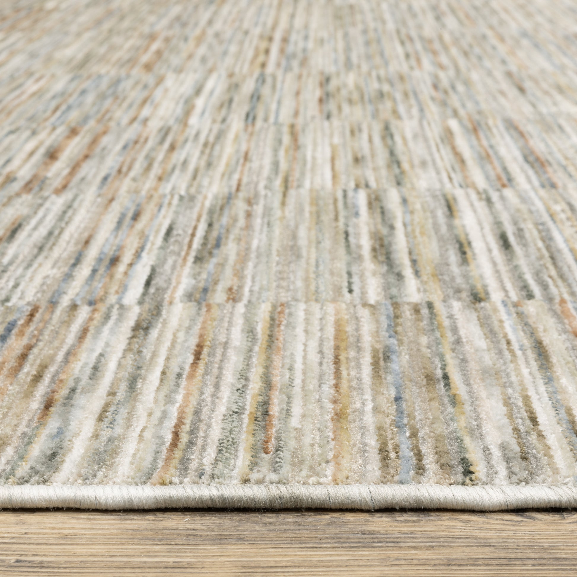 Soho Distressed Beige/ Multi Stripe Cut Pile Rug