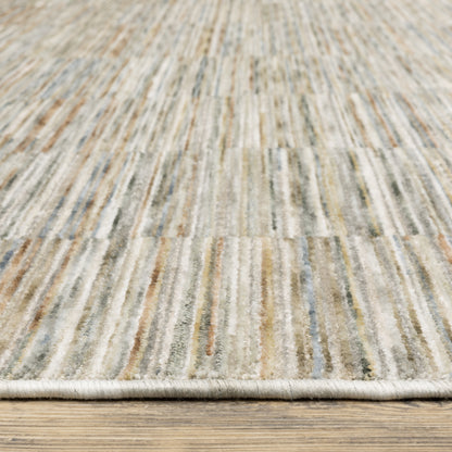 Soho Distressed Beige/ Multi Stripe Cut Pile Rug