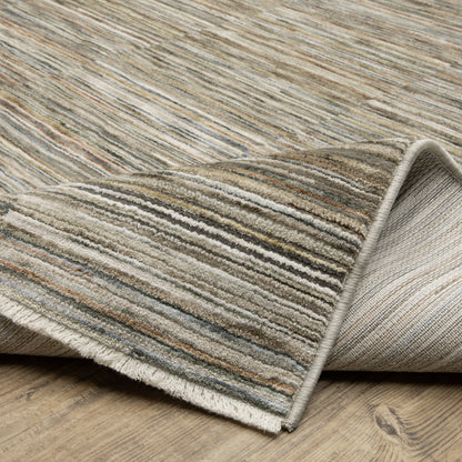 Soho Distressed Beige/ Multi Stripe Cut Pile Rug