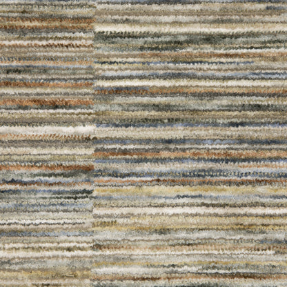 Soho Distressed Beige/ Multi Stripe Cut Pile Rug