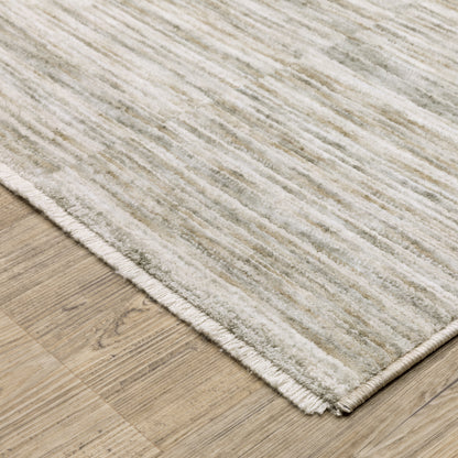 Soho Distressed Beige/ Ivory Stripe Cut Pile Rug