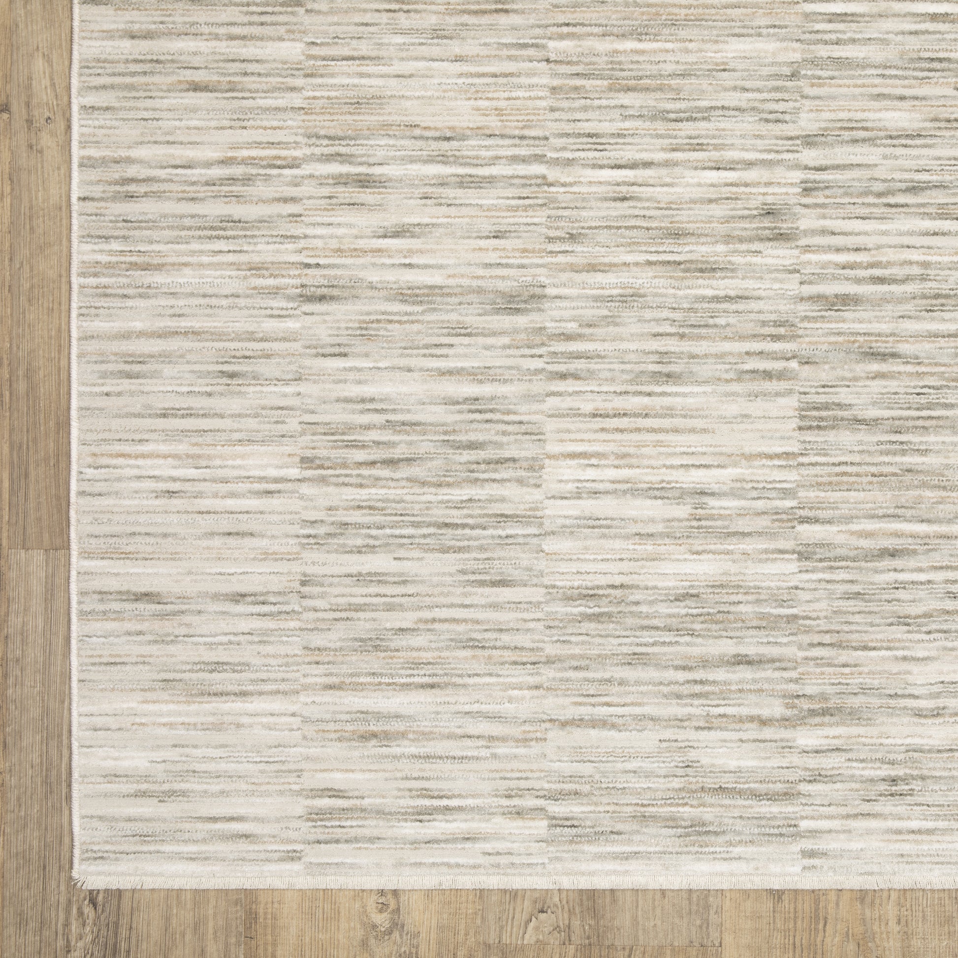 Soho Distressed Beige/ Ivory Stripe Cut Pile Rug