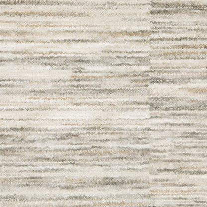Soho Distressed Beige/ Ivory Stripe Cut Pile Rug