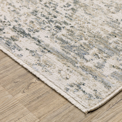 Soho Distressed Grey/ Blue Abstract Cut Pile Rug