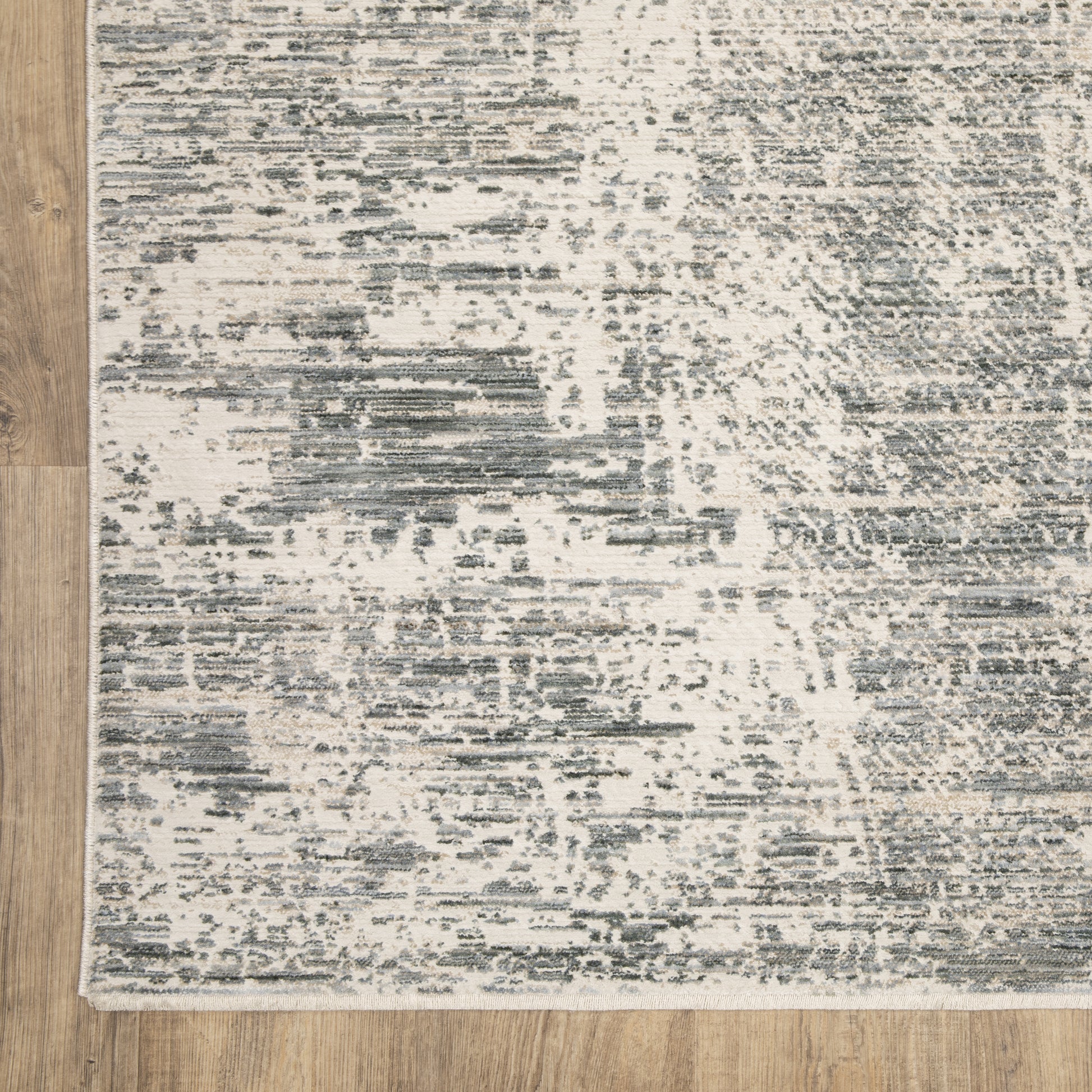 Soho Distressed Grey/ Blue Abstract Cut Pile Rug
