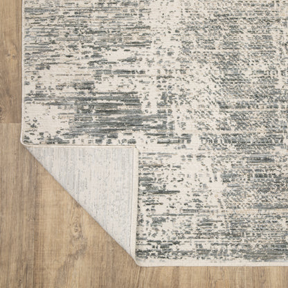 Soho Distressed Grey/ Blue Abstract Cut Pile Rug