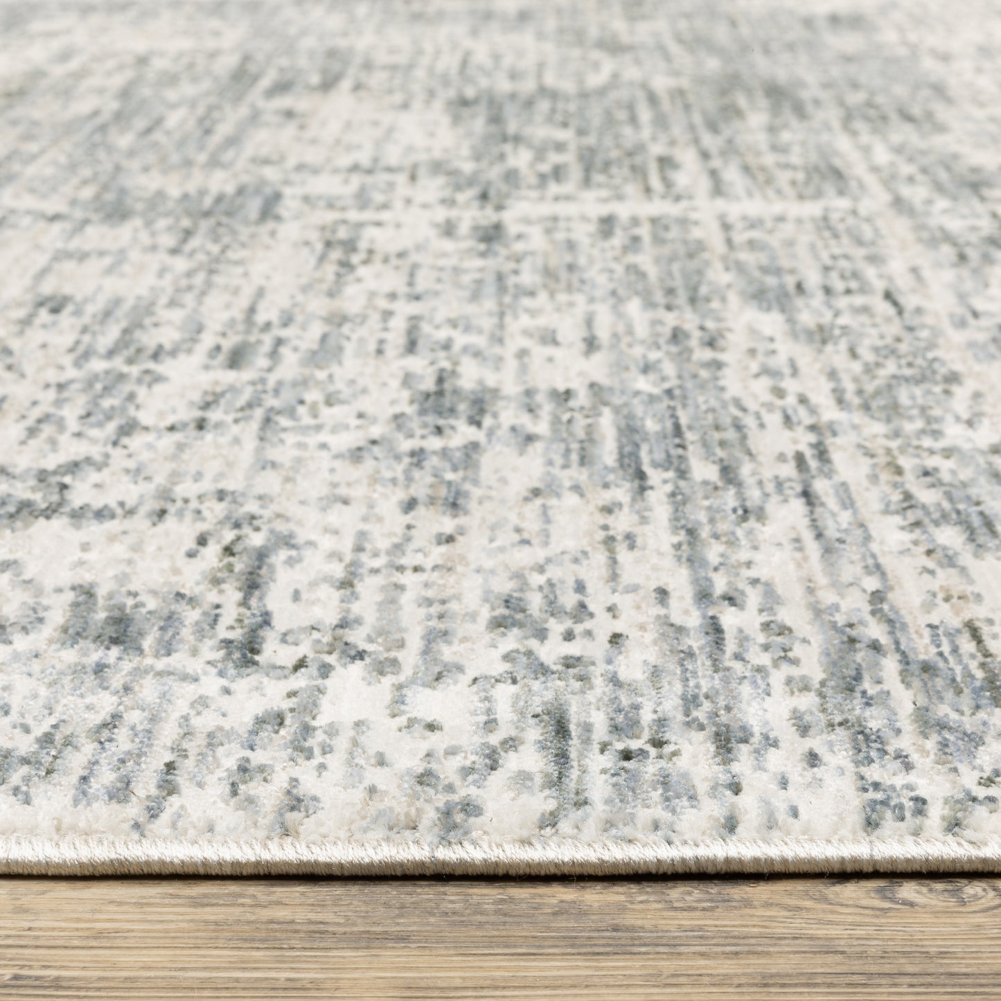 Soho Distressed Grey/ Blue Abstract Cut Pile Rug