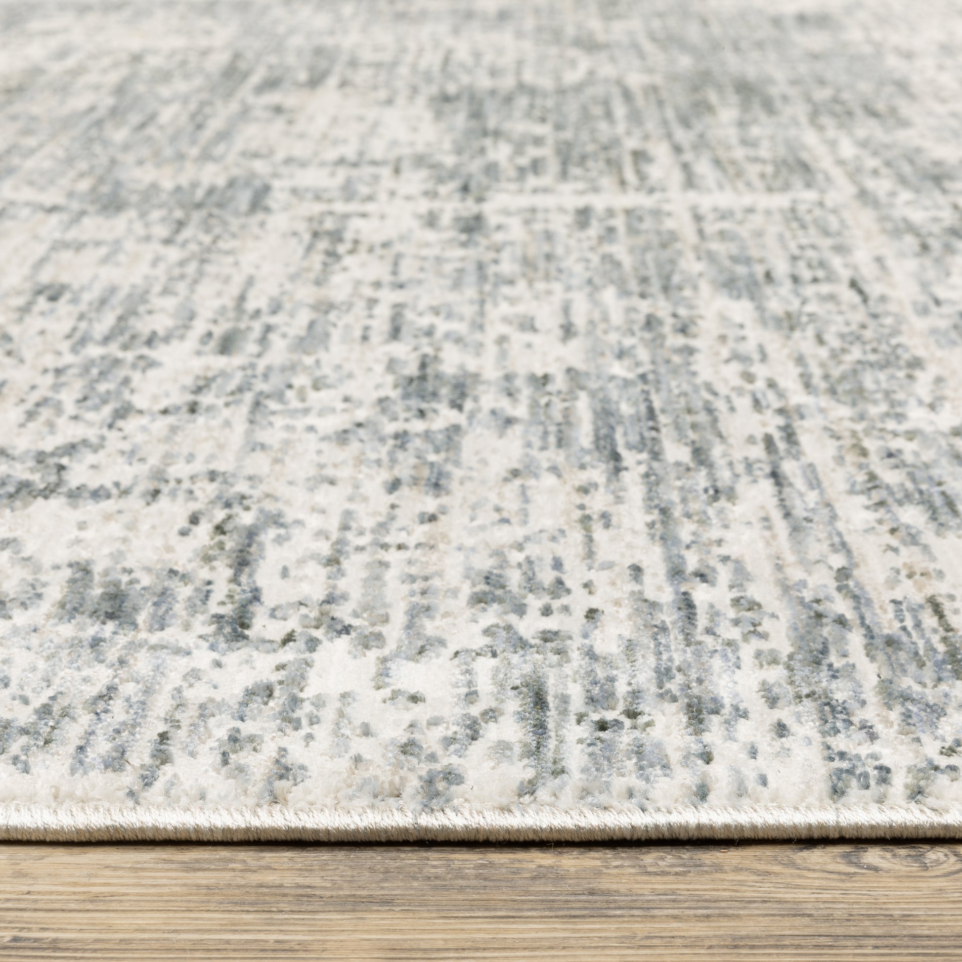 Soho Distressed Grey/ Blue Abstract Cut Pile Rug
