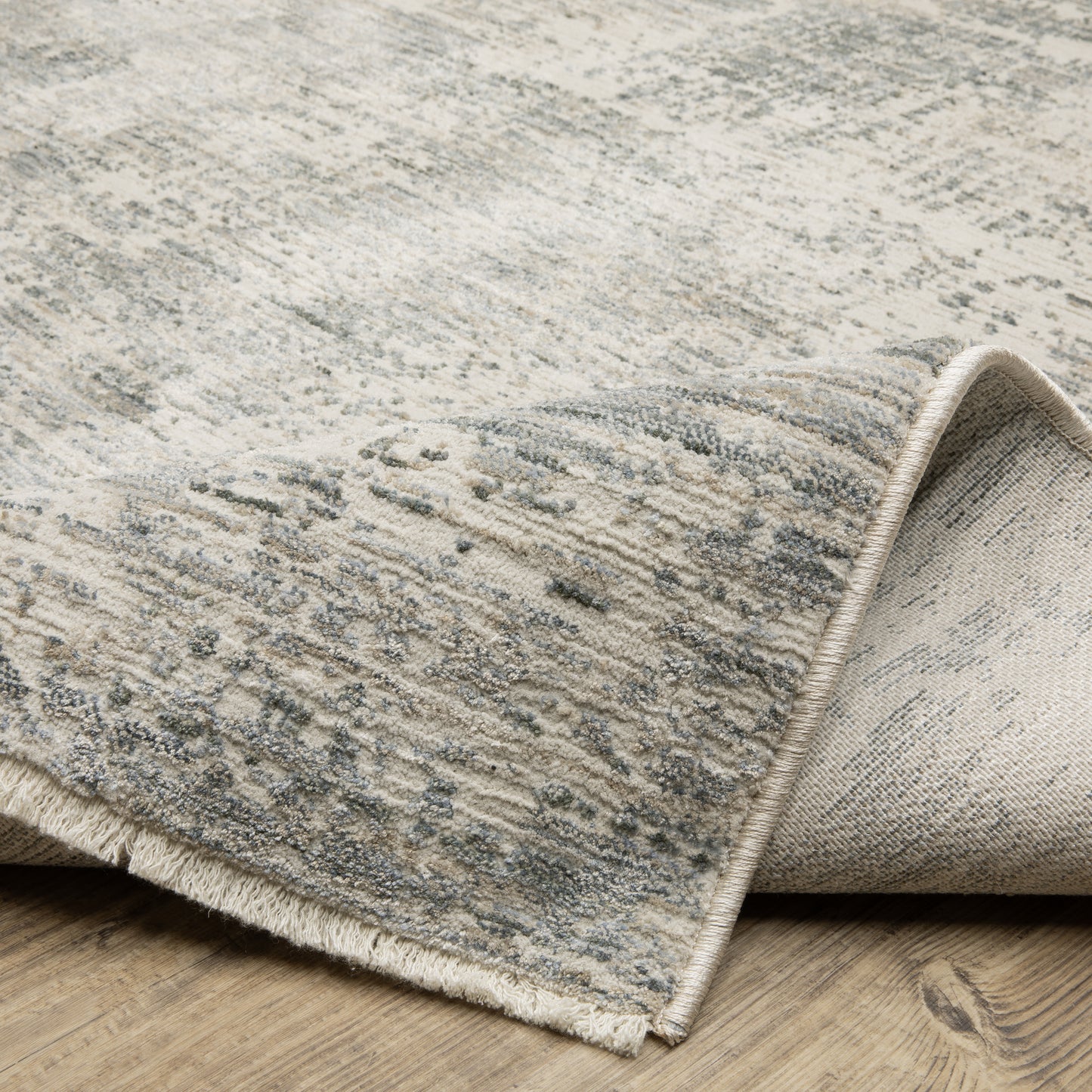 Soho Distressed Grey/ Blue Abstract Cut Pile Rug